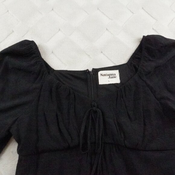 Savanna Jane Embroidered Blouse Womens Large Black Boho - Picture 3 of 10